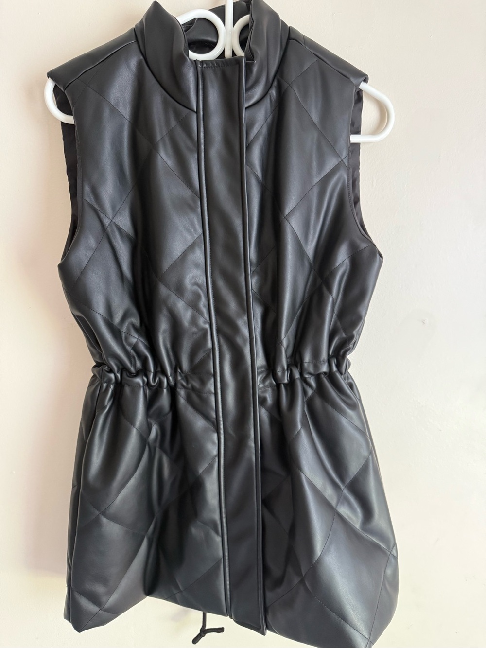 Maurices Black Quilted Faux Leather Sleeveless Vest